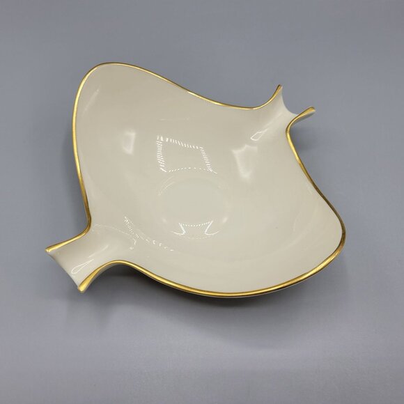 Vintage Lenox Ivory Porcelain Bowl Ash Tray Trinket Dish Gold Trim - Picture 1 of 12
